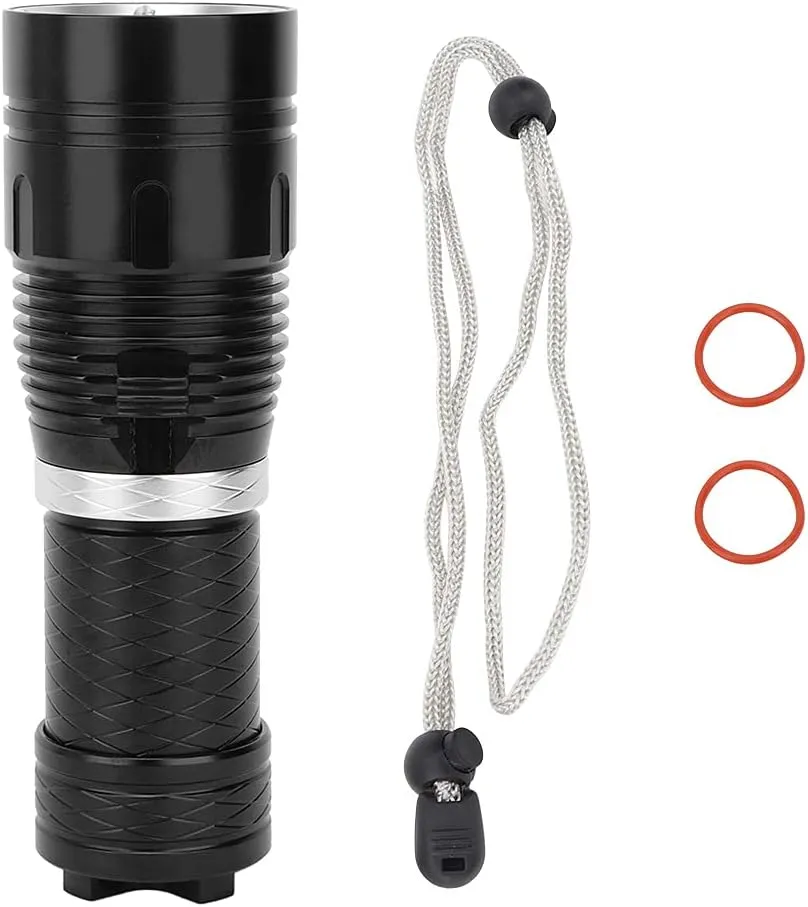 EVTSCAN Black Aluminum L2 LED Diving Flashlight Stepless Dimming Waterproof Underwater Lantern Torch for Camping