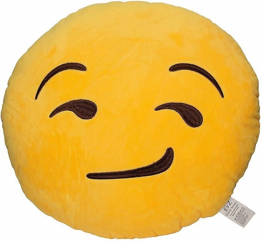 EvZ Emoji Cheese Smile Face Emoticon Cushion Stuffed Plush Soft Pillow, Official Certified, 32cm Yellow