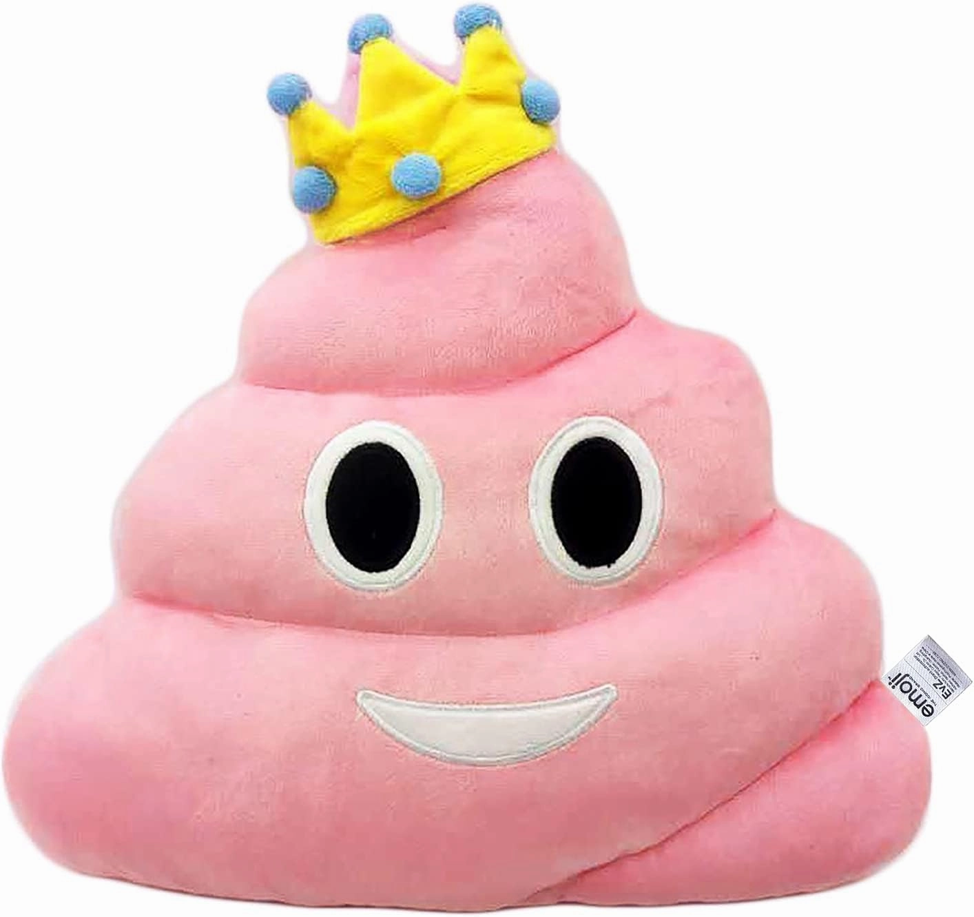 EvZ Emoji Crown Poo Face Emoticon Cushion Stuffed Plush Soft Pillow, Official Certified, 35cm Pink