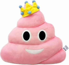 EvZ Emoji Crown Poo Face Emoticon Cushion Stuffed Plush Soft Pillow, Official Certified, 35cm Pink