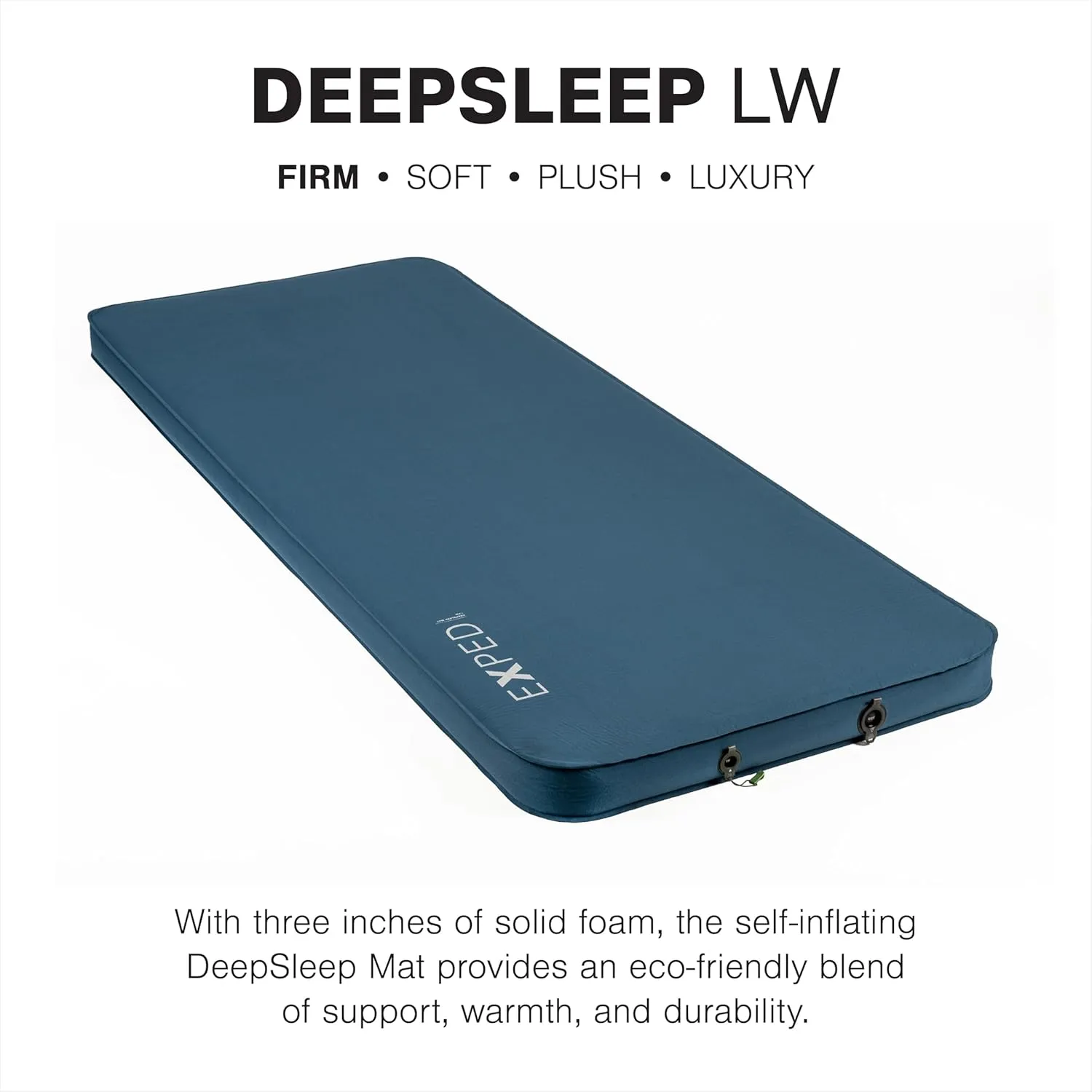 Exped DeepSleep Mat Single LW - Self Inflating Firm Car Sleeping Mat, 3” Foam Pad, Pump Included