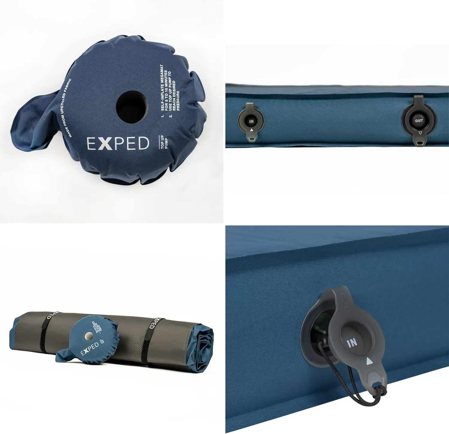 Exped DeepSleep Mat Single LW - Self Inflating Firm Car Sleeping Mat, 3” Foam Pad, Pump Included