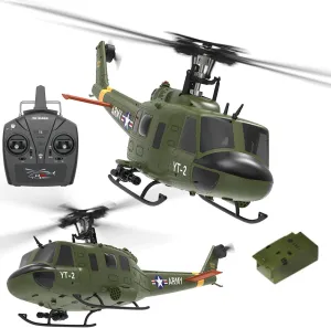 F07 UH-1 Remote Controlled Helicopter 2.4Ghz 6CH RC Helicopter Heli Aileronless 6-Axis Gyroscope Altitude Hovering Brushless Motor Optical Flow Fly Upside Down 6G/3D for Adults Expert