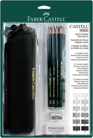 Faber-Castell 9000 Artist Graphite Drawing Set with Bag Set of 12
