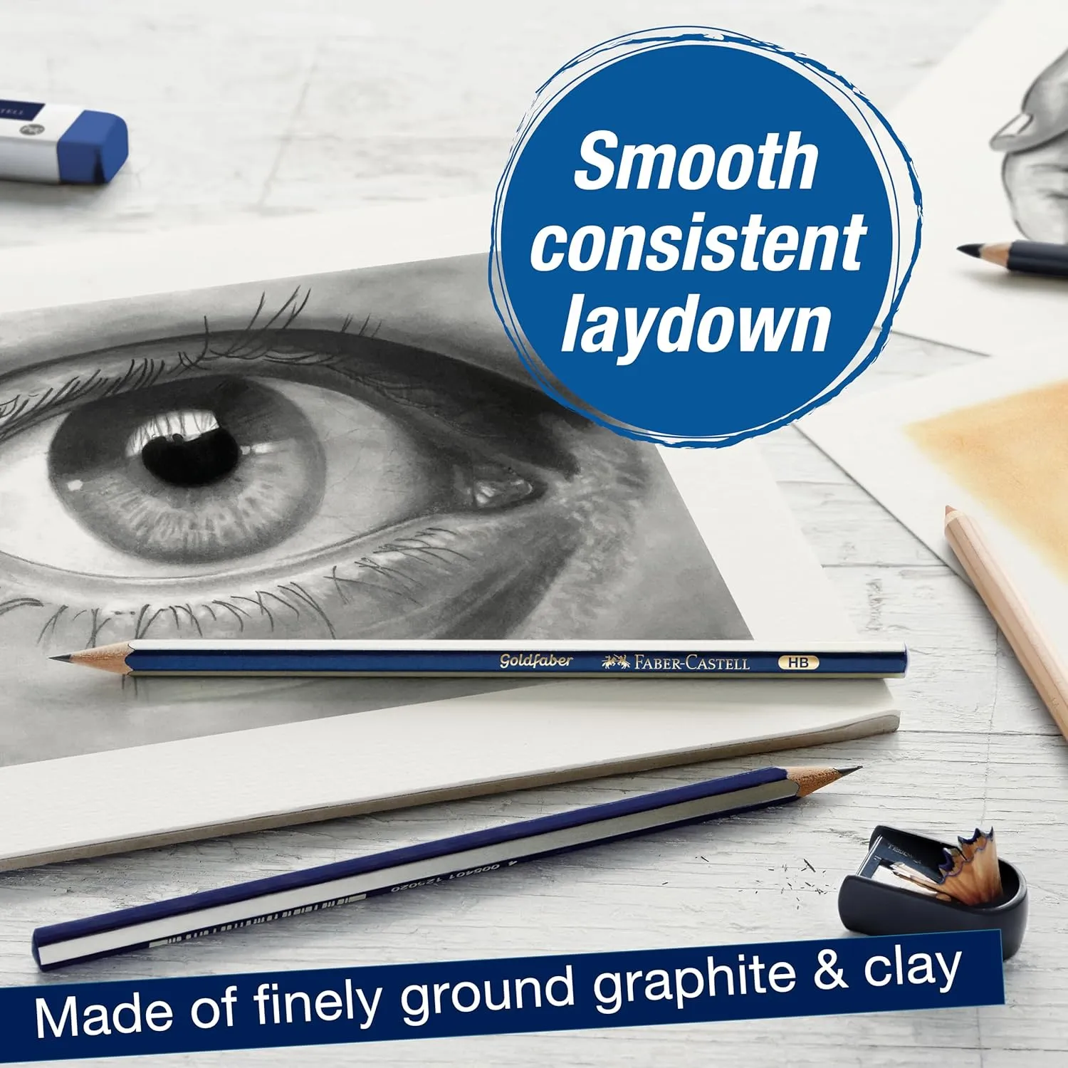 Faber-Castell Graphite Pencils Drawing Set: 12 Art Pencils for Sketching (4H, 3H, 2H, H, F, HB, B, 2B, 3B, 4B, 5B, and 6B), Shading Kit