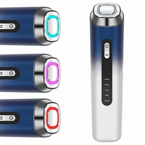 Face-and-Neck-Lifting Device for Tighten& Lift& Clean& Sculpt& Depuff, 5 in 1 Microcurrant-Facial-Device of LED Lights Massage Warm, Portable Red-Light-Therapy-Mask Wand for Home,Travel