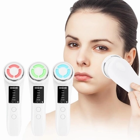 Facial-lifting-Mask for Tighten& Lift& Clean& Depuff, 5 in 1 Red-Light-for-Face Wand of LEDs Massage Warm, Portable Facial-Wand for Home Travel