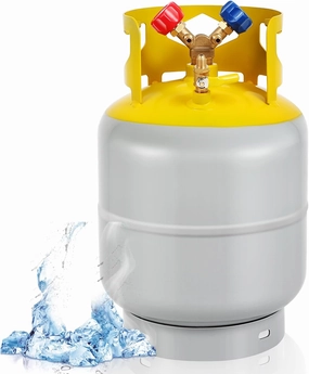 FAHKNS 50 LB Refrigerant Recovery Tank for R12, R22, R134A, R410A Refrigerant with 1/4 SAE Y-Valve Liquid/Vapor Reclaim Tank AC Freon Recovery Tank Refrigerant Recovery Cylinder Tank Reusable