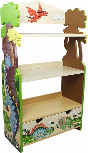 Fantasy Fields - Dinosaur Kingdom Thematic Kids Wooden Bookcase with Storage | Imagination Inspiring Hand Crafted & Hand Painted Details | Non-Toxic, Water-Based Paint