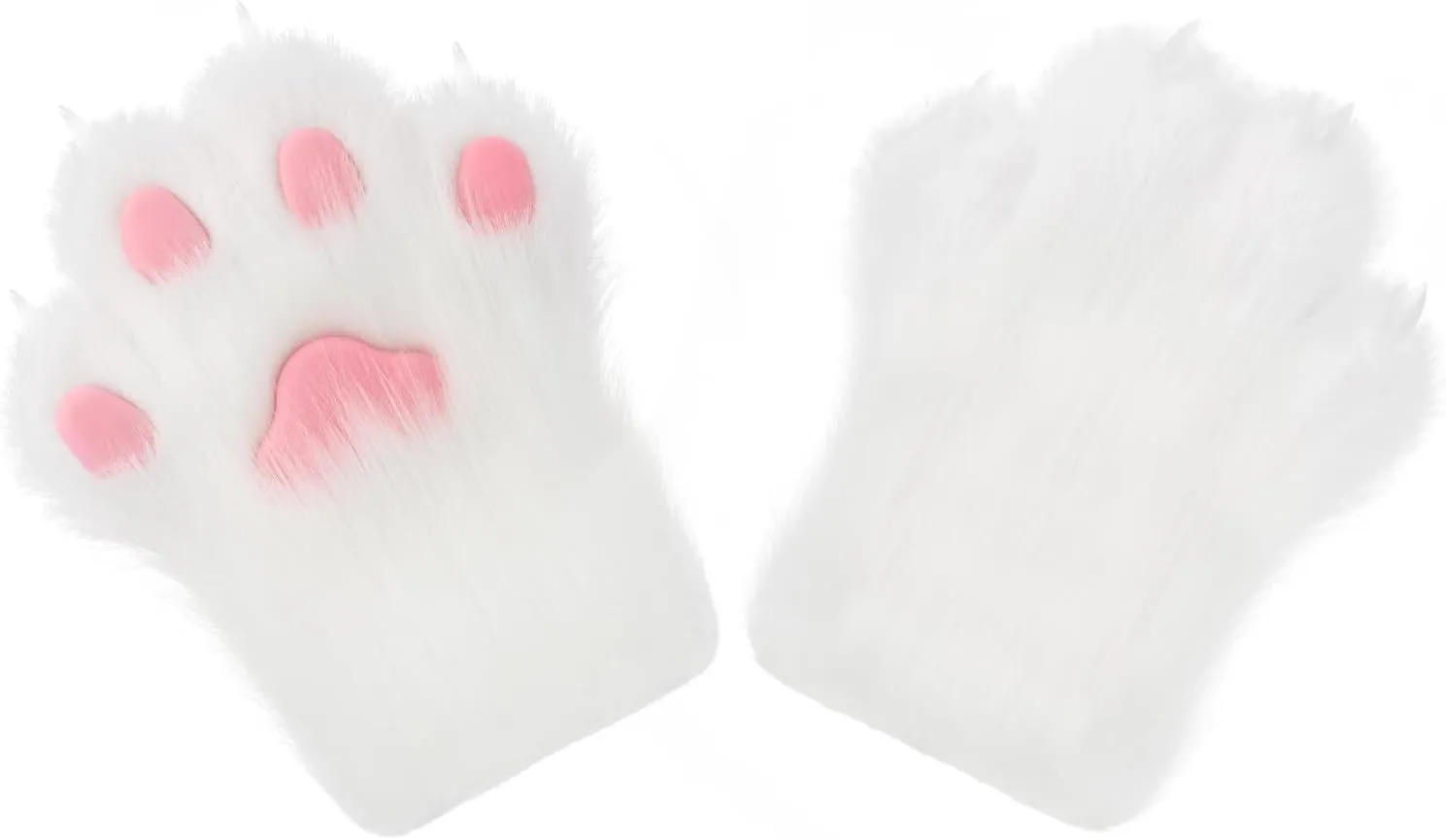 Faux Fur Plush Furry Cat Claw Gloves Fursuit Animal Fox Paws Mittens Halloween Cosplay Costume Accessories for Adult
