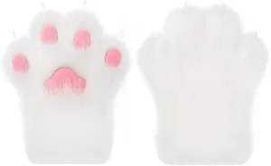 Faux Fur Plush Furry Cat Claw Gloves Fursuit Animal Fox Paws Mittens Halloween Cosplay Costume Accessories for Adult
