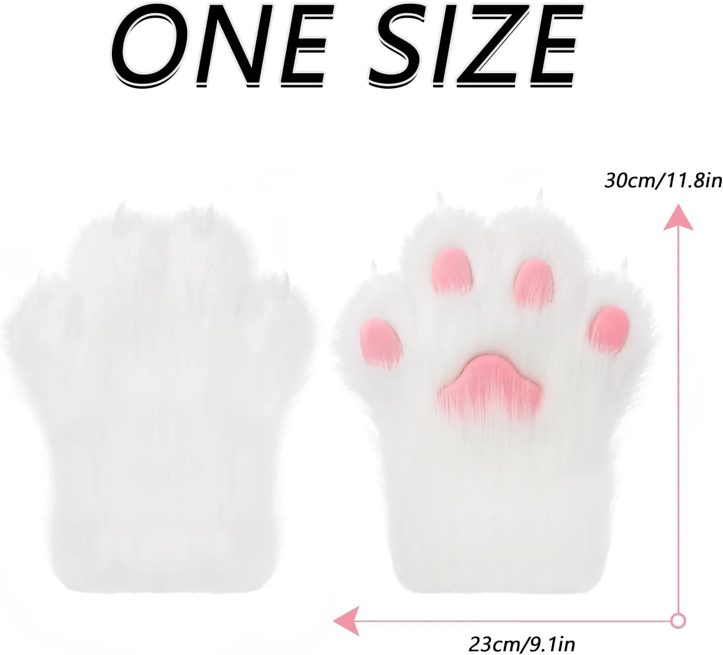 Faux Fur Plush Furry Cat Claw Gloves Fursuit Animal Fox Paws Mittens Halloween Cosplay Costume Accessories for Adult