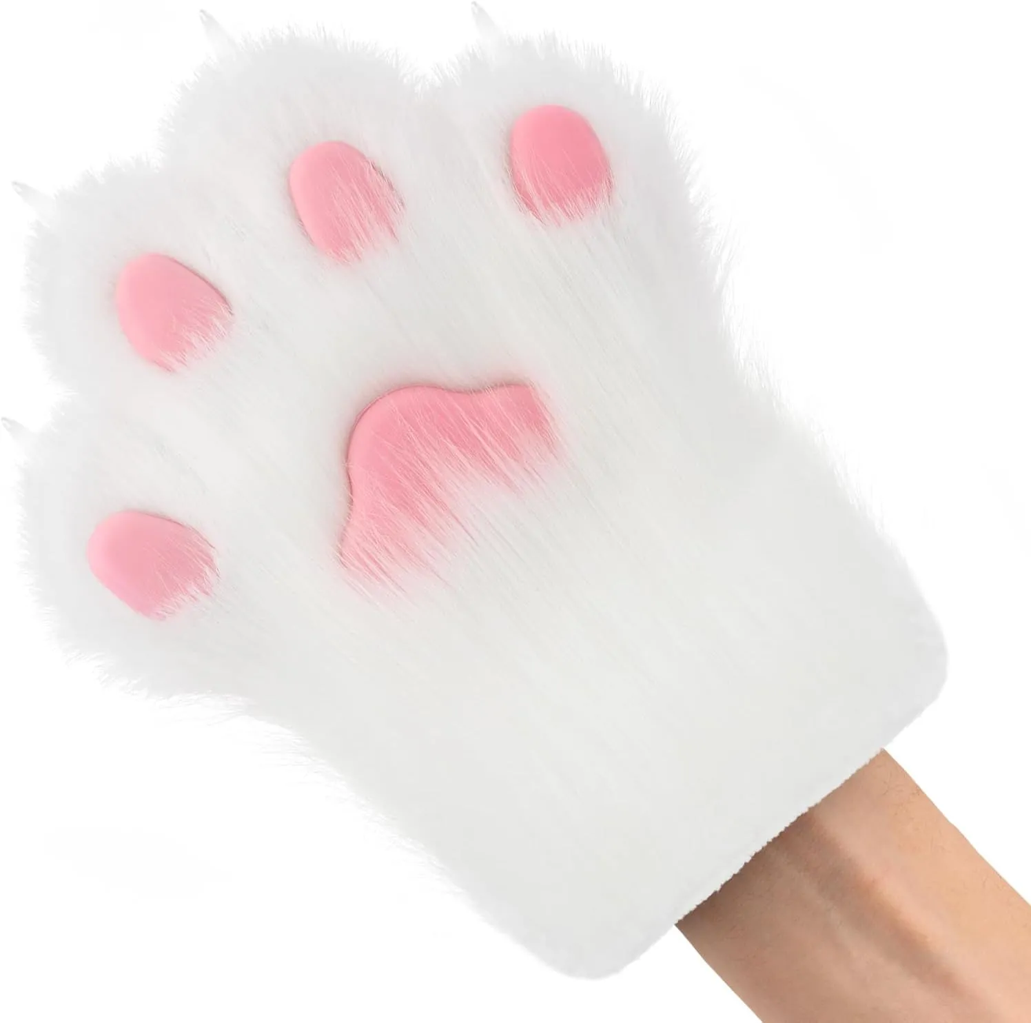 Faux Fur Plush Furry Cat Claw Gloves Fursuit Animal Fox Paws Mittens Halloween Cosplay Costume Accessories for Adult