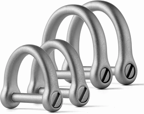 FEGVE D Ring Keychain, Durable D Shape Key Ring for Car keys, Horseshoe Clasp with Screw Shackle -（Load Bearing: 50lb）