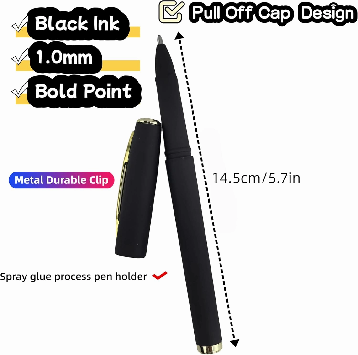Fengtaiyuan Black Gel Ink Rollerball Pens - Comfortable Non-Slip Grip, Writting Smooth, Black Ink, Bold Point, 1.0mm Quick-Drying Ink, 18-Piece Box (10P18)