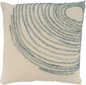 Fennco Styles Swirl Embroidered Cotton Decorative Throw Pillow 20" W x 20" L - Blue Textured Cushion for Home, Couch, Living Room and Office Décor