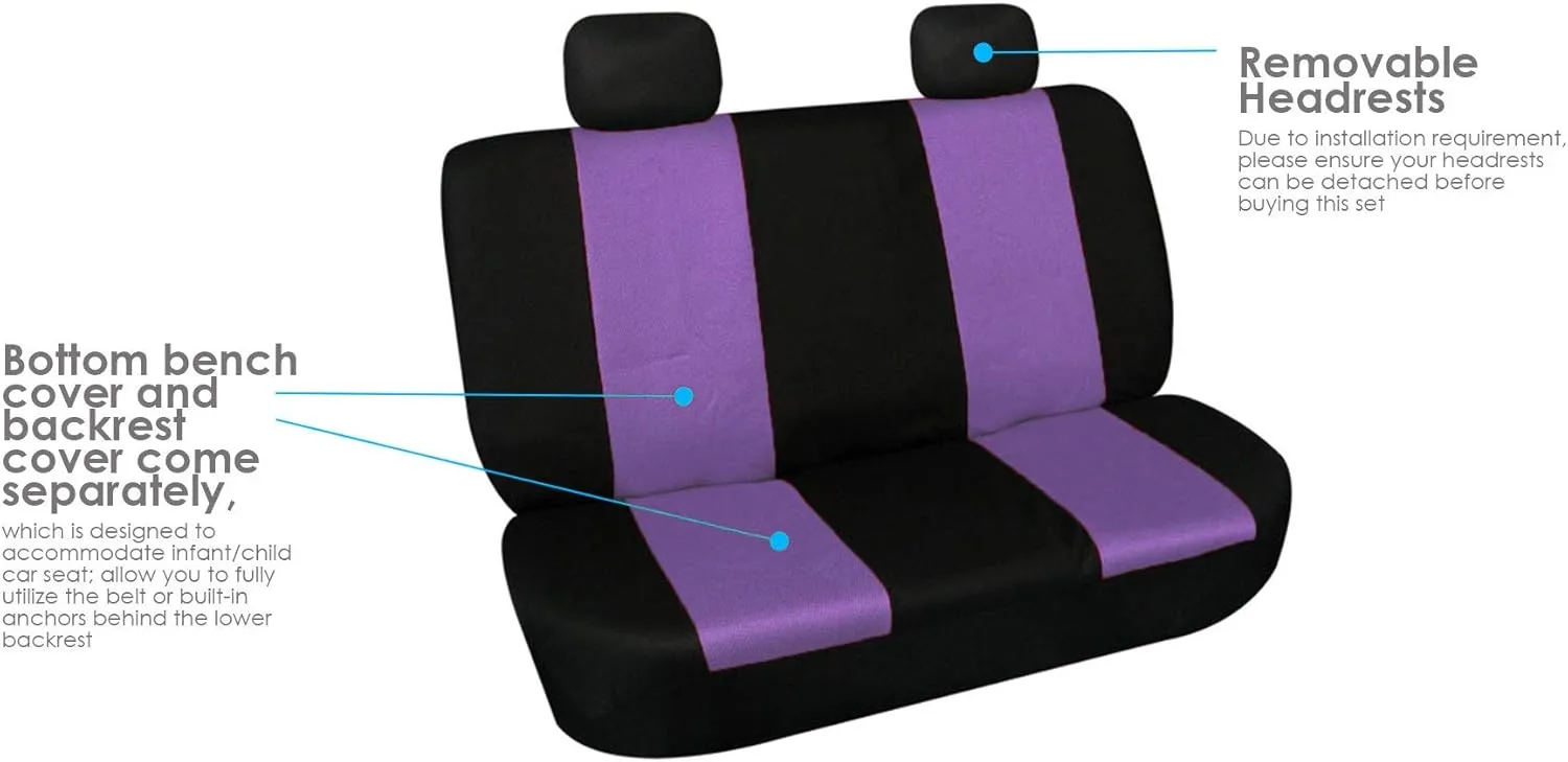 FH Group Automotive Car Accessories Full Set Purple Cloth Universal Fit Seat Covers, High Back Front Seat Covers for SUV, Sedan, Van Seat Cover, Car Seat Cover Combo Small Car Seat Cover Design