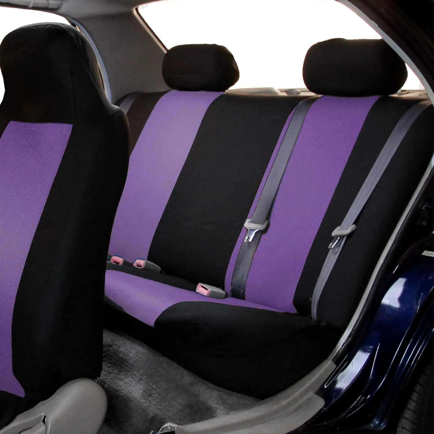 FH Group Automotive Car Accessories Full Set Purple Cloth Universal Fit Seat Covers, High Back Front Seat Covers for SUV, Sedan, Van Seat Cover, Car Seat Cover Combo Small Car Seat Cover Design