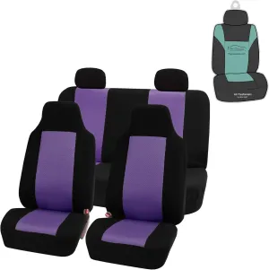 FH Group Automotive Car Accessories Full Set Purple Cloth Universal Fit Seat Covers, High Back Front Seat Covers for SUV, Sedan, Van Seat Cover, Car Seat Cover Combo Small Car Seat Cover Design