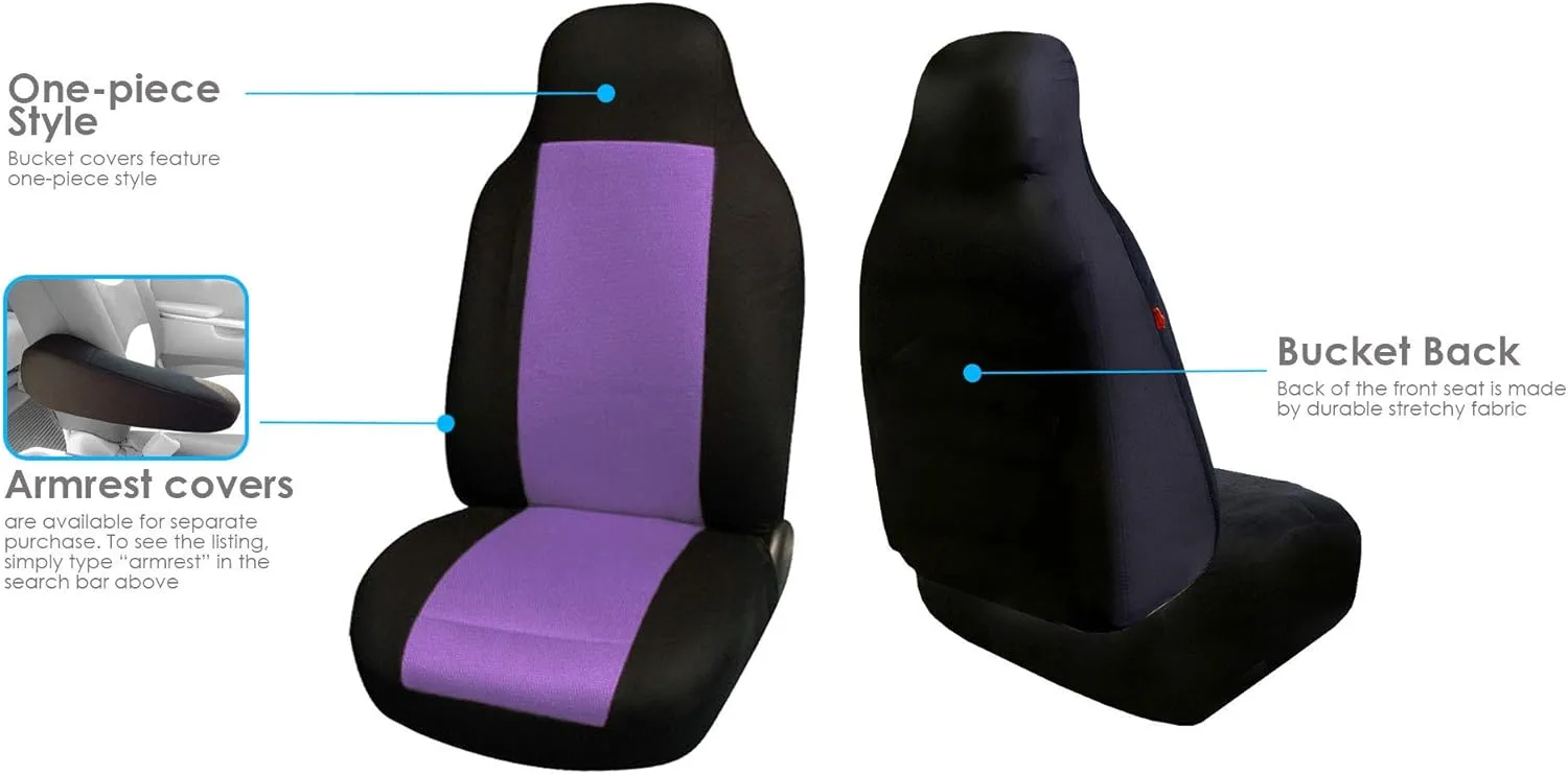 FH Group Automotive Car Accessories Full Set Purple Cloth Universal Fit Seat Covers, High Back Front Seat Covers for SUV, Sedan, Van Seat Cover, Car Seat Cover Combo Small Car Seat Cover Design