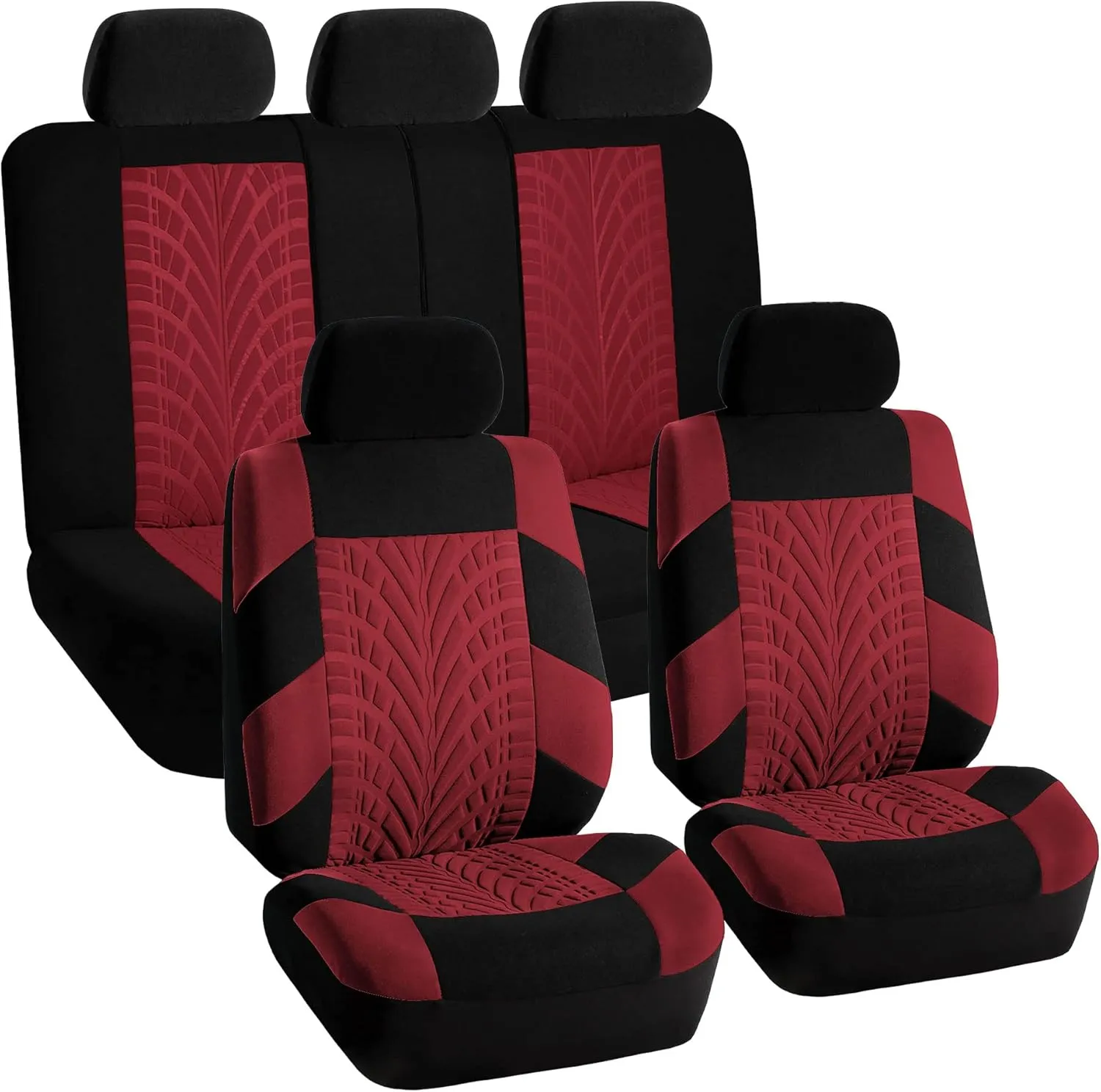 FH Group Car Seat Covers Full Set Premium Cloth - Universal Fit,Automotive SeatCover,Low Back Front SeatCover,Airbag Compatible,Split Bench Rear Seat,Washable SeatCover for SUV,Sedan Burgundy