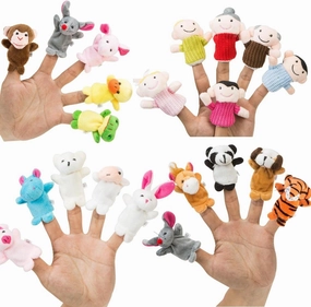 Finger Puppet Set (20-Piece), 6 Family Member and 14 Animal Finger Puppets Plush Toys - Great for Storytelling, Role-Playing, Teaching, Easter Eggs and Fun