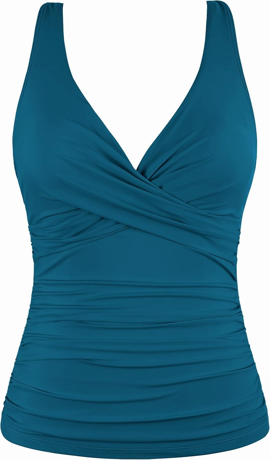 Firpearl Women Underwire Tankini Top Only Twist V Neck Swimsuits for Big Busted Ruched Tummy Control Bathing Suits Top