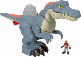 Fisher-Price Imaginext Jurassic World Dinosaur Toy Ultra Snap Spinosaurus, Lights Sounds & Chomping Action, for Preschool Kids Ages 3  Years