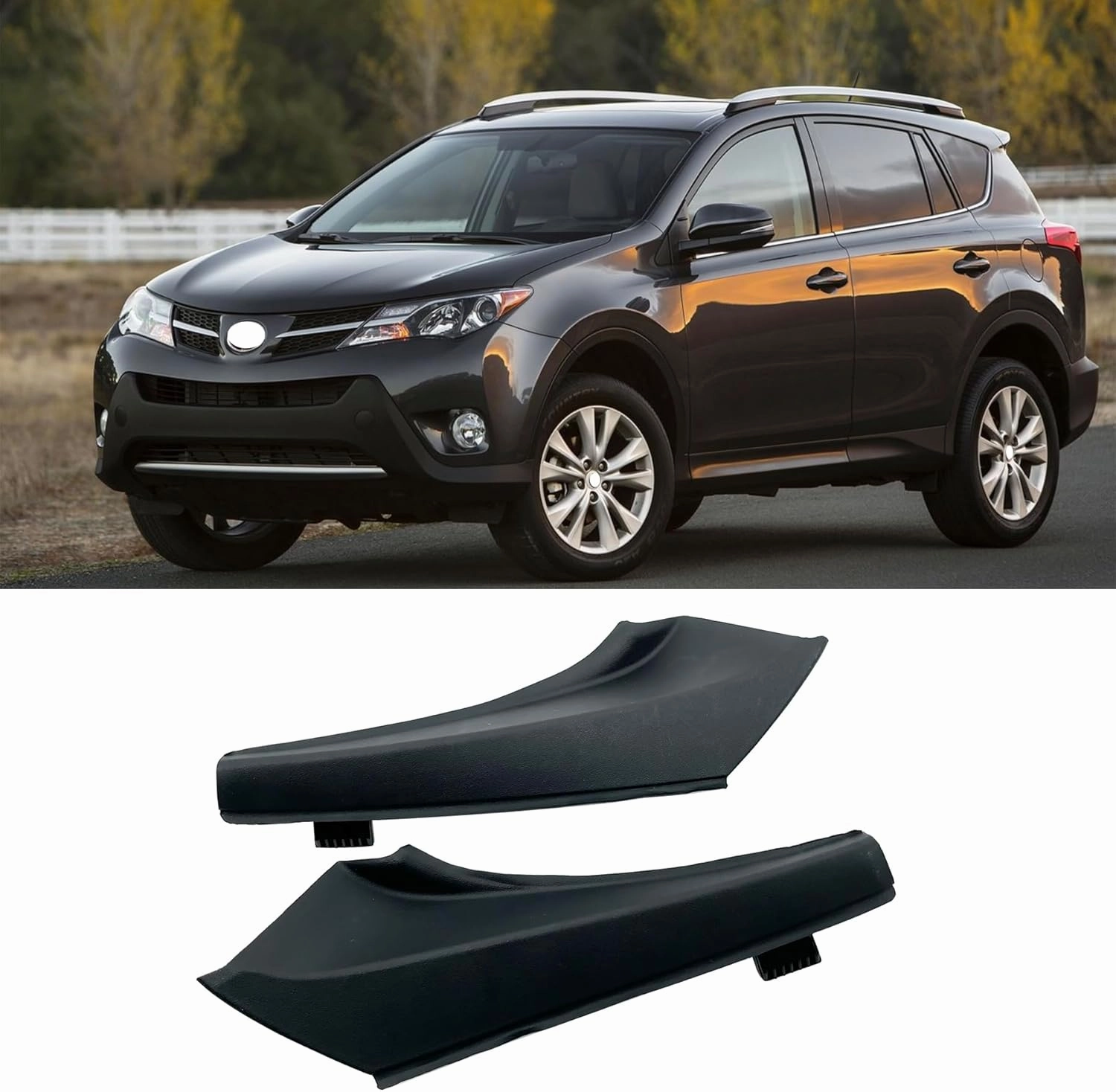 Fit for Toyota RAV4 2013-2018 Pair Front Wiper Side Cowl Extension Cover Trim Black Fender to Cowl Hood Side Seal
