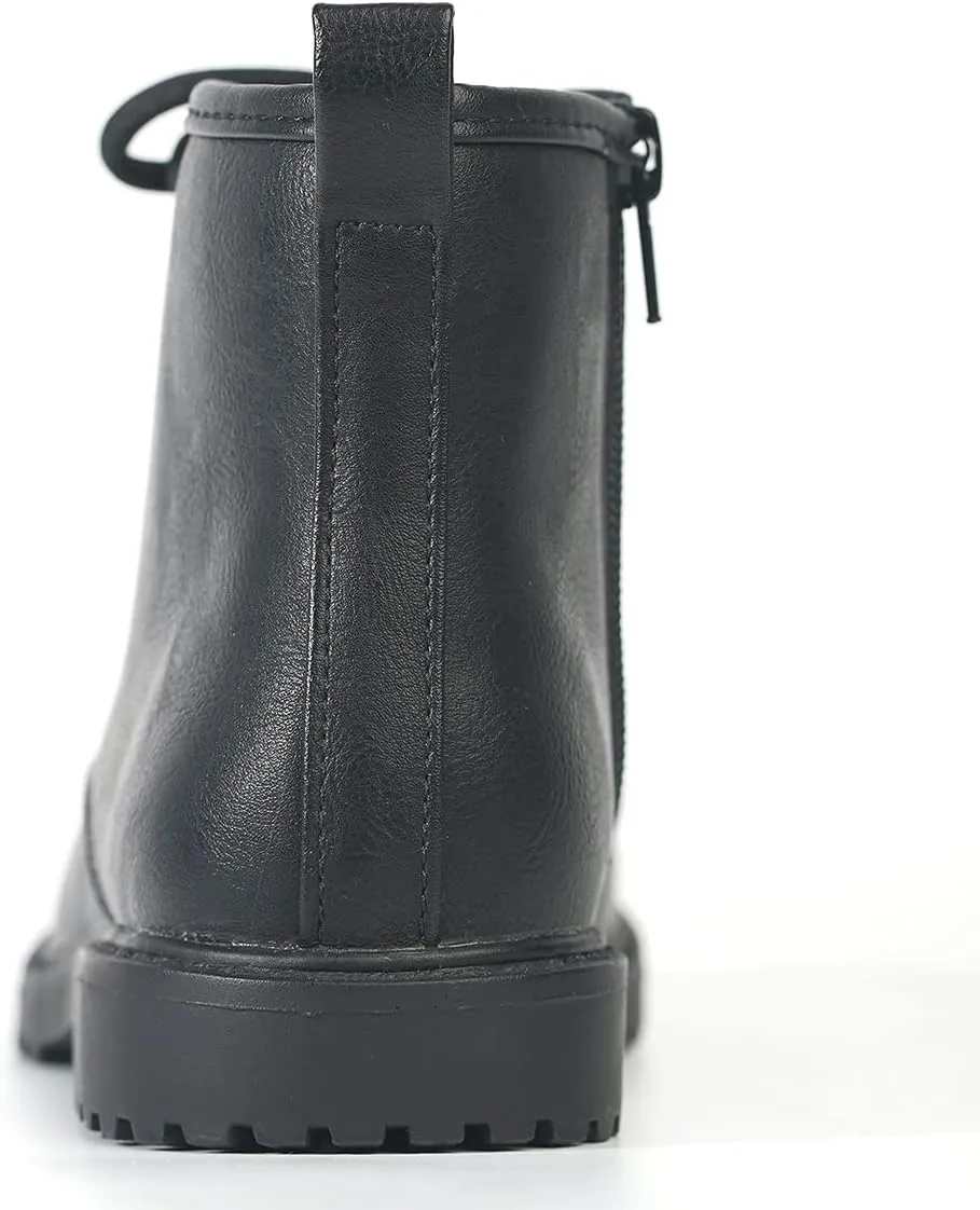 FITORY Girls/Boys Glitter Ankle Boots, Lace Up Waterproof Combat Shoes With Side Zipper for Toddler/Little Kid/Big Kid