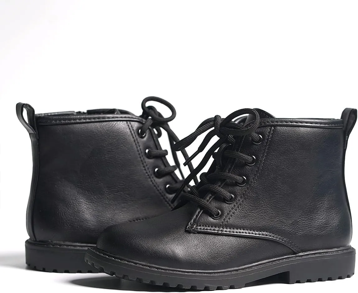 FITORY Girls/Boys Glitter Ankle Boots, Lace Up Waterproof Combat Shoes With Side Zipper for Toddler/Little Kid/Big Kid