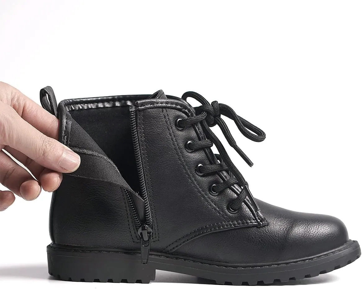 FITORY Girls/Boys Glitter Ankle Boots, Lace Up Waterproof Combat Shoes With Side Zipper for Toddler/Little Kid/Big Kid