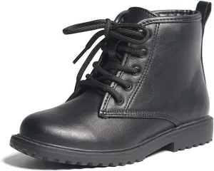FITORY Girls/Boys Glitter Ankle Boots, Lace Up Waterproof Combat Shoes With Side Zipper for Toddler/Little Kid/Big Kid