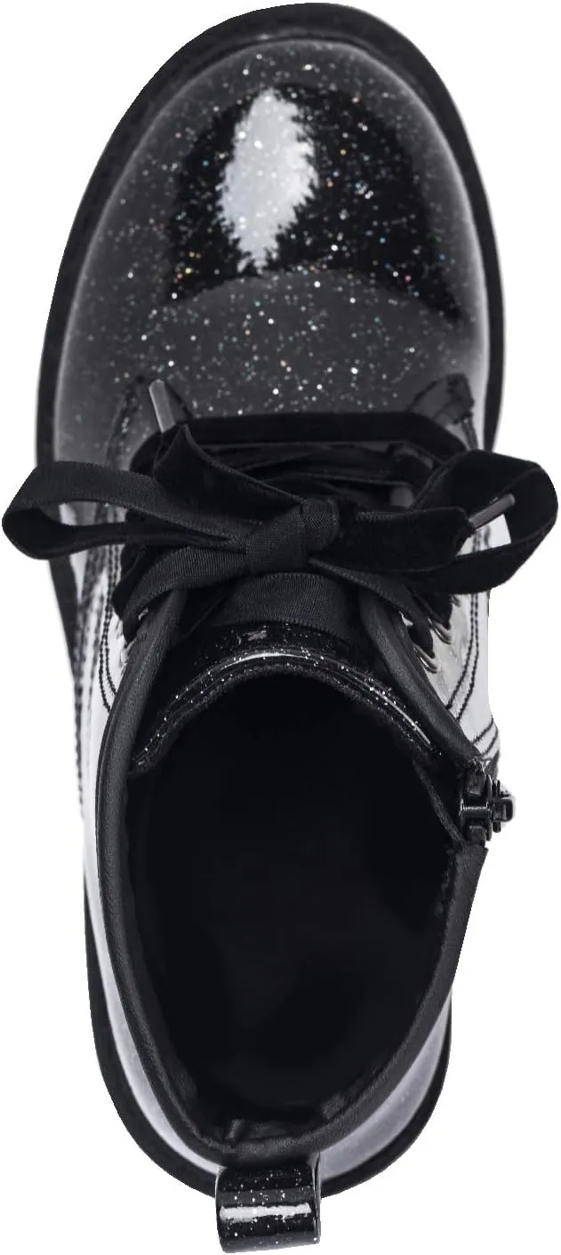 FITORY Girls/Boys Glitter Ankle Boots, Lace Up Waterproof Combat Shoes With Side Zipper for Toddler/Little Kid/Big Kid