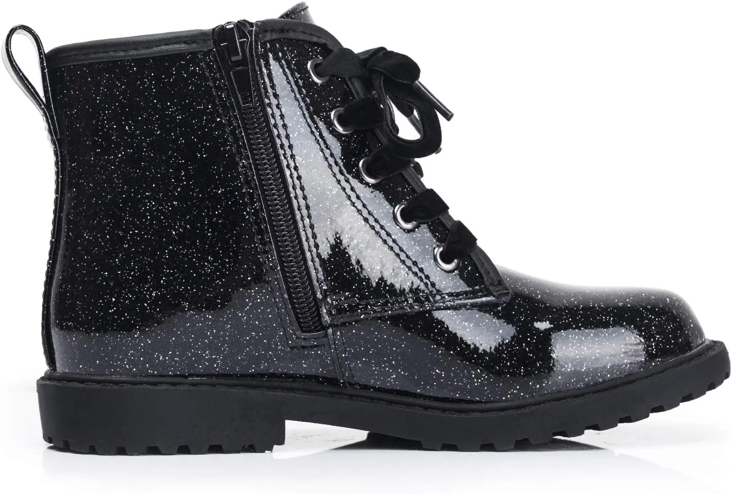 FITORY Girls/Boys Glitter Ankle Boots, Lace Up Waterproof Combat Shoes With Side Zipper for Toddler/Little Kid/Big Kid
