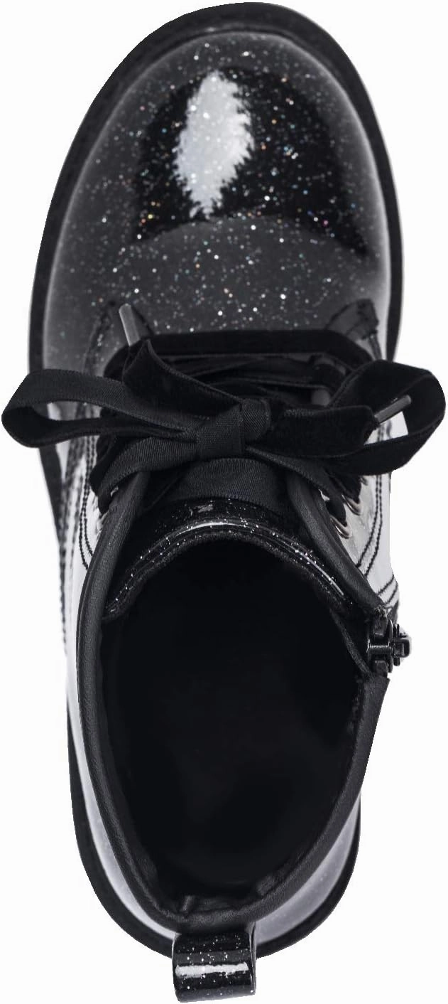 FITORY Girls/Boys Glitter Ankle Boots, Lace Up Waterproof Combat Shoes With Side Zipper for Toddler/Little Kid/Big Kid