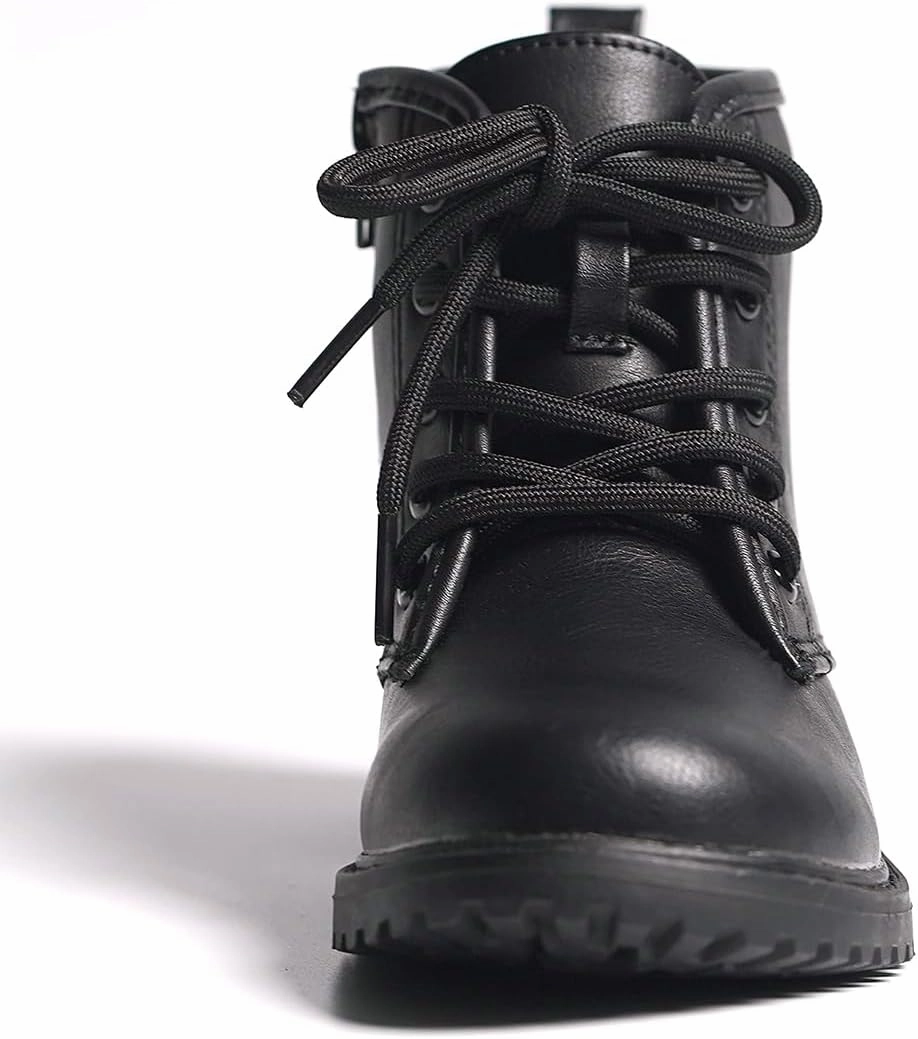 FITORY Girls/Boys Glitter Ankle Boots, Lace Up Waterproof Combat Shoes With Side Zipper for Toddler/Little Kid/Big Kid