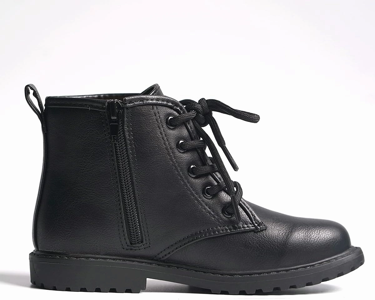 FITORY Girls/Boys Glitter Ankle Boots, Lace Up Waterproof Combat Shoes With Side Zipper for Toddler/Little Kid/Big Kid