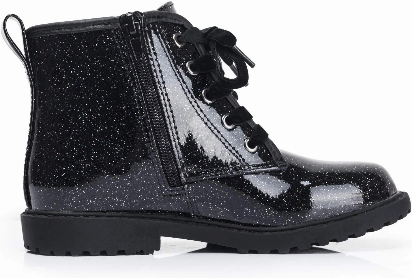 FITORY Girls/Boys Glitter Ankle Boots, Lace Up Waterproof Combat Shoes With Side Zipper for Toddler/Little Kid/Big Kid