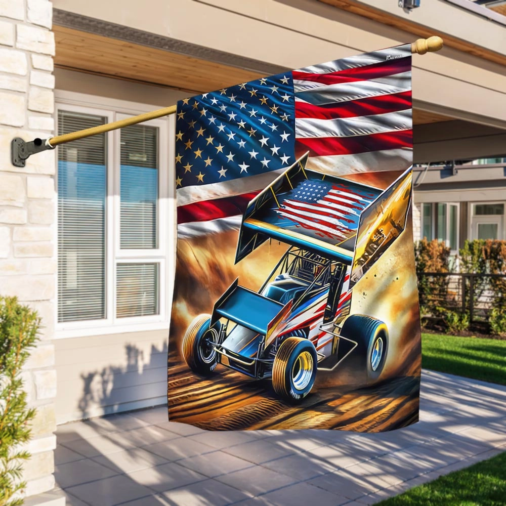 FLAGWIX Sprint Car Racing. Dirt Track Racing American Flag MLN2787F