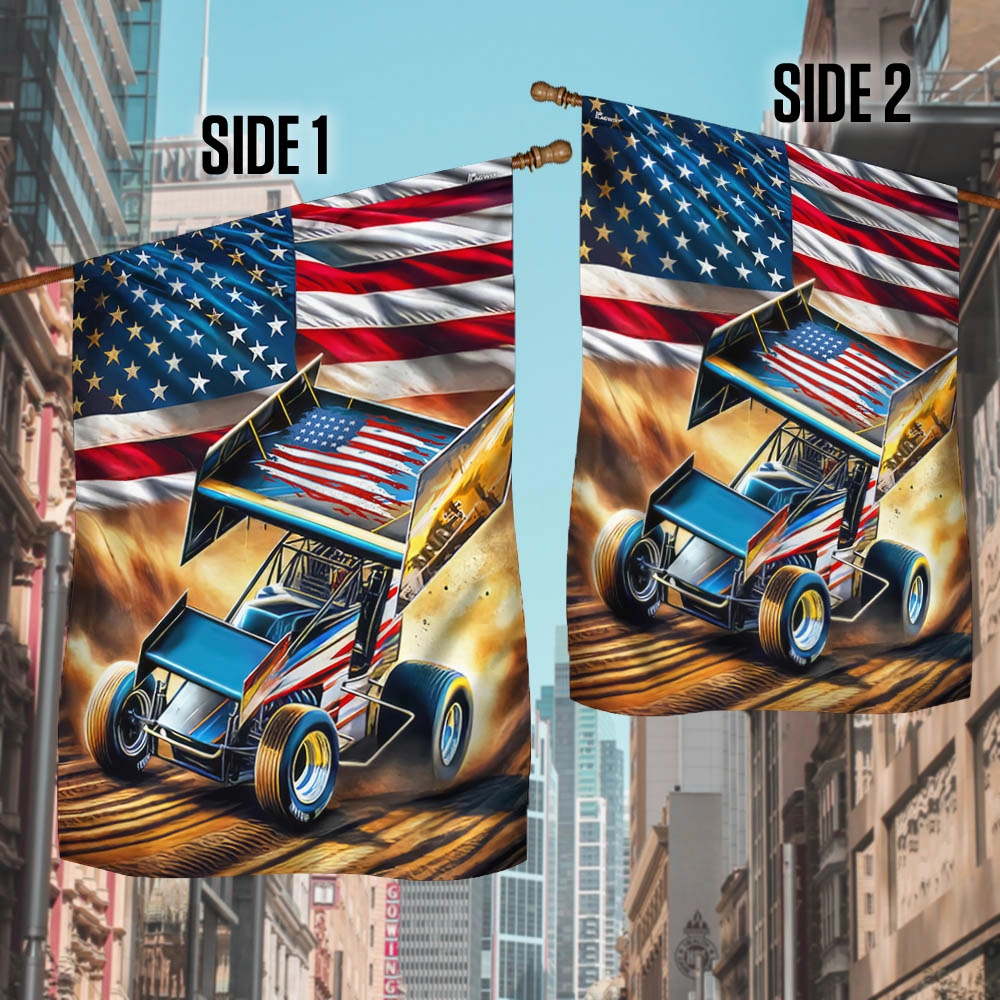 FLAGWIX Sprint Car Racing. Dirt Track Racing American Flag MLN2787F