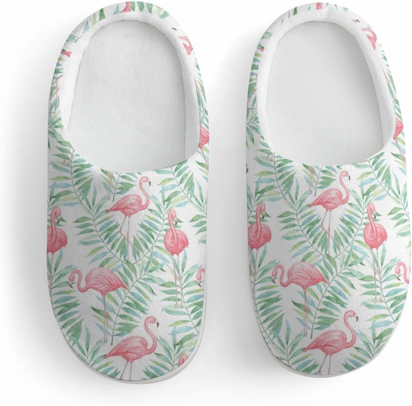 Flamingo And Tropical Leaves Print Slippers for Boys Girls Home Cotton Slippers Non-Slip Warm Little Kids Slippers