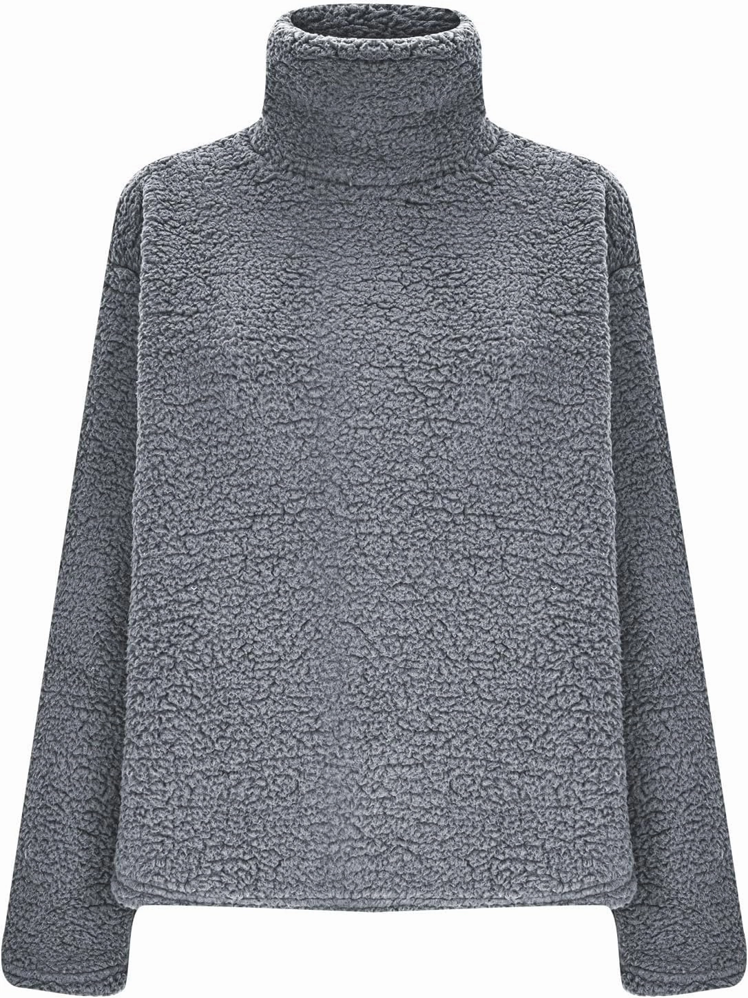 Fleece Sweater for Women Solid Fashion High Turtle Neck Outwear Slit Hem Long Sleeve Warm Fuzzy Basic Outfitting