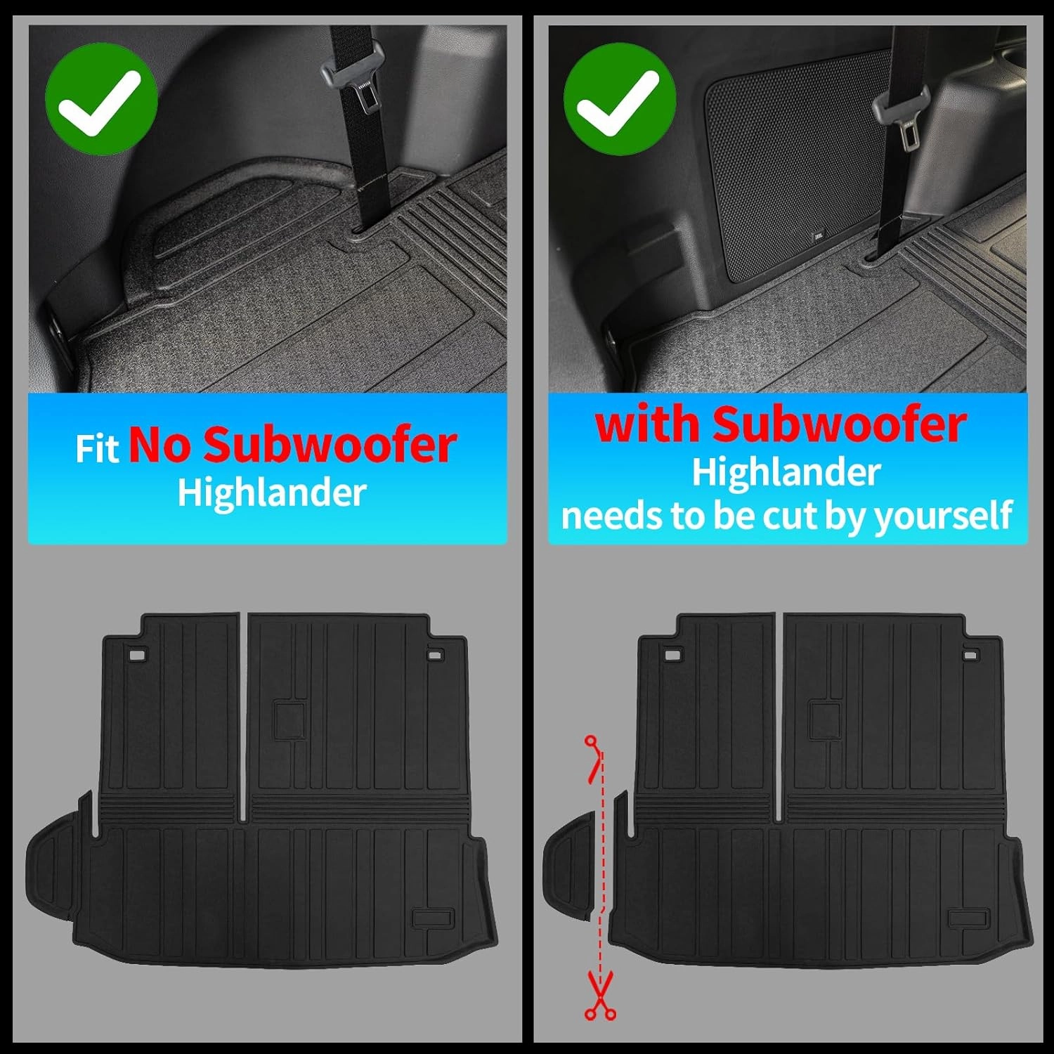 Floor Mats Compatible with 2020-2025 Toyota Highlander Cargo Liner Back Seat Cover Hybrid Fuel 2024 7 Seats Highlander Accessories (2020-2025,Floor Mats Trunk Mat with Backrest Mat)
