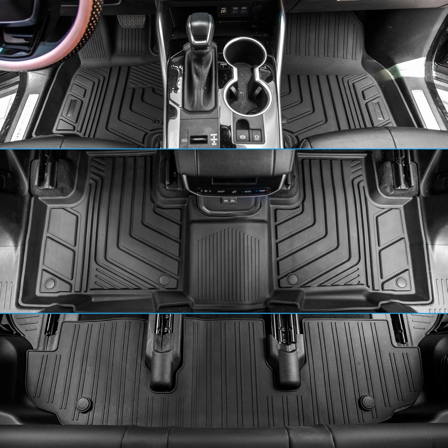 Floor Mats Compatible with 2020-2025 Toyota Highlander Cargo Liner Back Seat Cover Hybrid Fuel 2024 7 Seats Highlander Accessories (2020-2025,Floor Mats Trunk Mat with Backrest Mat)