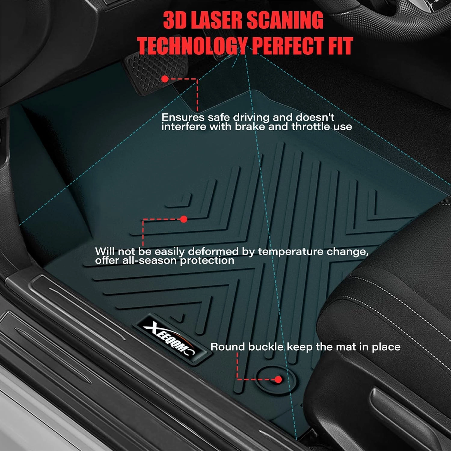 Floor Mats for 2016-2024 2025 Dodge Durango 7 Seats with Trunk Mat All Weather TPE Protection 3 Rows Car Floor Liners Full Set with Cargo Liners