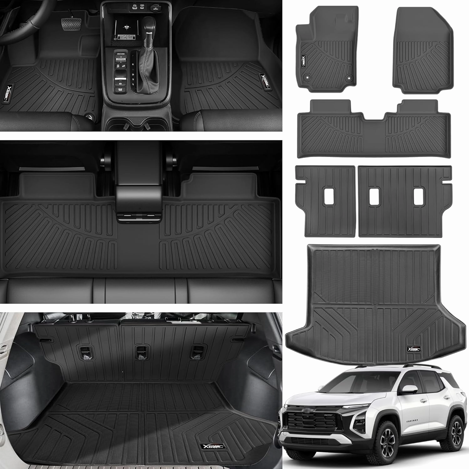 Floor Mats for 2025 Chevrolet Equinox Fuel (Not for EV) Trunk Mat with Backrest Mat All Weather TPE Rubber Floor Liner Set Cargo Liner for 2025 Chevy Equinox Fuel Accessories