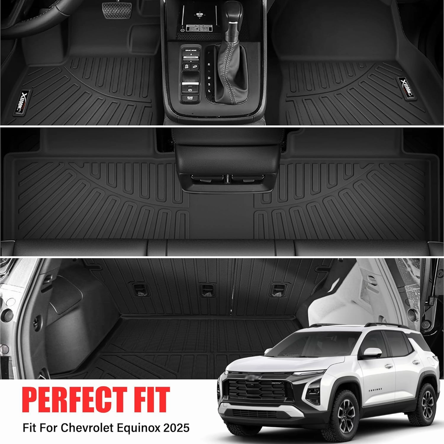 Floor Mats for 2025 Chevrolet Equinox Fuel (Not for EV) Trunk Mat with Backrest Mat All Weather TPE Rubber Floor Liner Set Cargo Liner for 2025 Chevy Equinox Fuel Accessories