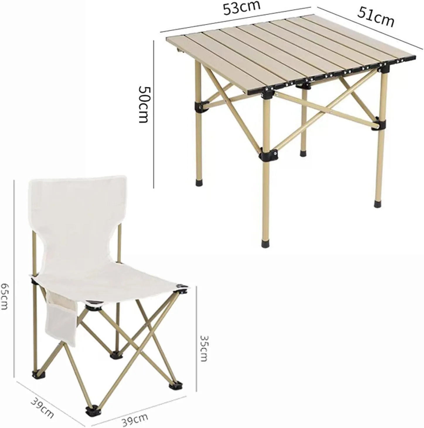 Folding Outdoor Camping Picnic Tables and Chairs, Carbon Steel Foldable Roll-up Table Top Small Picnic Table, Portable Fishing Chair Set, Easy to Assemble