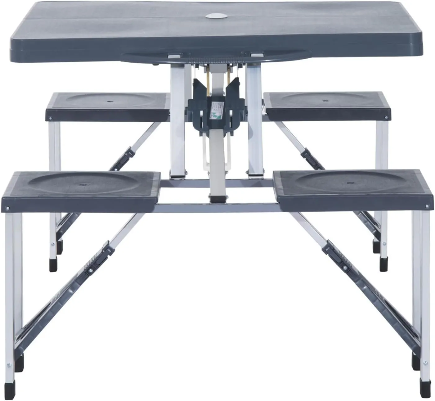 Folding Picnic Table Set with 4 Seats & Umbrella Hole, Portable Camping Chairs, Lightweight Aluminum Frame, Easy Setup & Takedown for Camping & Outdoor Activities, Dark Grey